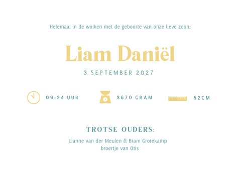Hip minimalistisch geboortekaartje voor een jongen met naam 3