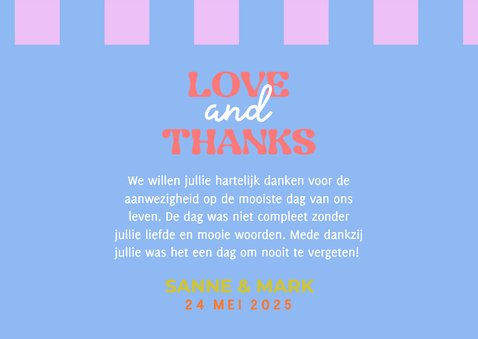 Hippe bedankkaart love&thanks trouwdag met wave en blokjes 3