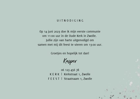 Hippe communiekaart met foto's, zilver en Feest! 3