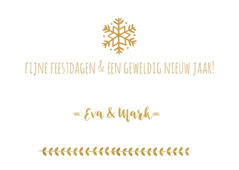Hippe en stijlvolle kerstkaart lauwerkrans en goudlook 3