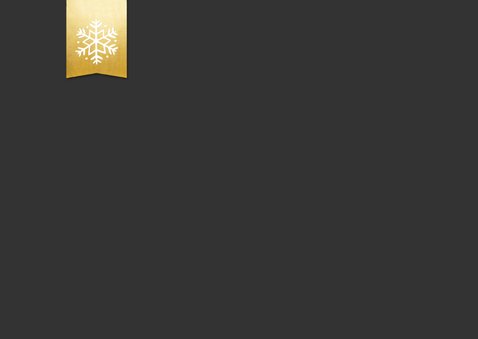 Hippe enkele kerstkaart met grote foto en goud-wit confetti Achterkant