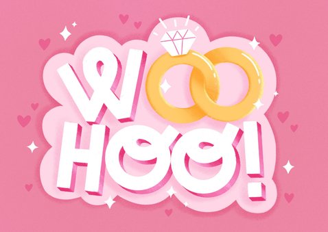 Hippe felicitatiekaart Woohoo getrouwd met ringen 2