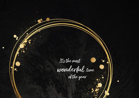 Hippe foto kerstkaart goud cirkel 2