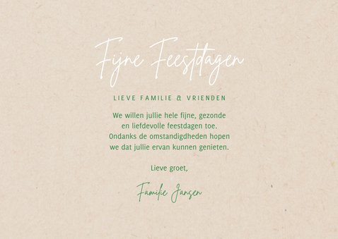 Hippe fotokaart fijne feestdagen kerst en groene cadeau's 3