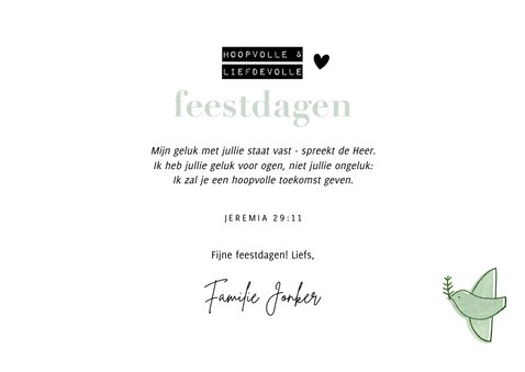 Hippe kerstkaart duif liefdevolle, hoopvolle feestdagen 2023 3