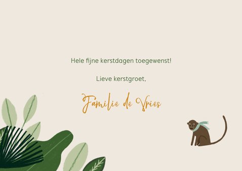 Hippe kerstkaart jungle met foto, bladeren en aapjes 3