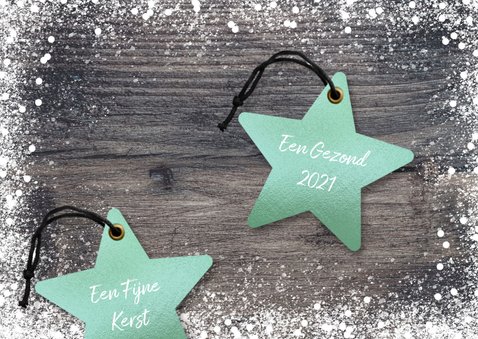 Hippe kerstkaart kerst ster op hout mint groen 2