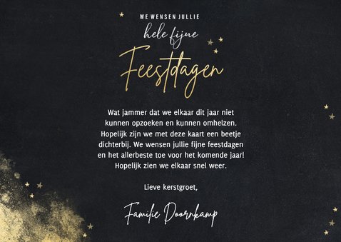 Hippe kerstkaart krijtbord met goudlook foto en typografie 3