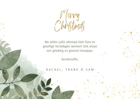 Hippe kerstkaart met botanische print, waterverf en foto 3