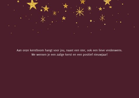 Hippe kerstkaart met gouden typografie, sterren en foto 2