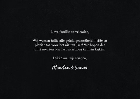 Hippe kerstkaart met grote foto en happy new year 3