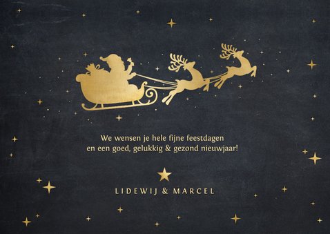 Hippe kerstkaart met sierlijke gouden tekst merry christmas 3