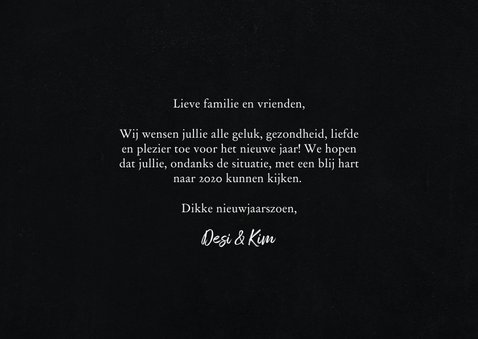 Hippe nieuwjaarskaart met grote foto en happy newyear 3
