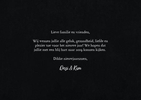 Hippe nieuwjaarskaart met grote foto en happy newyear 3