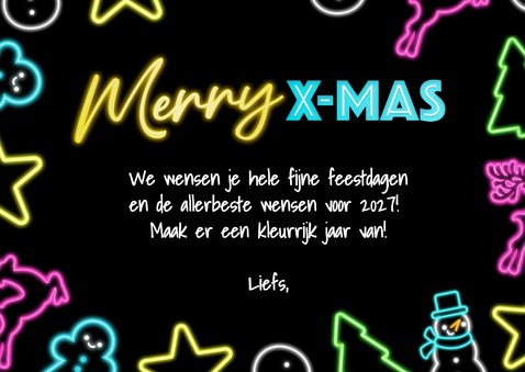 Hippe retro jaren 80 neon kerstkaart met eigen foto 3