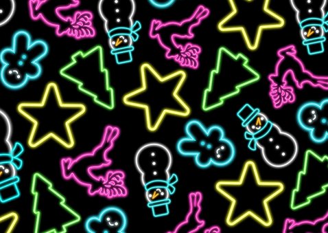 Hippe retro jaren 80 neon kerstkaart met eigen foto Achterkant
