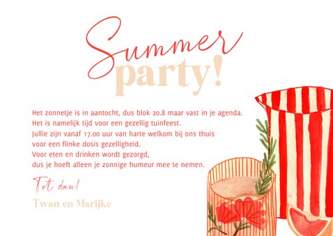 Hippe uitnodiging summer party cocktails fruit illustratie 3