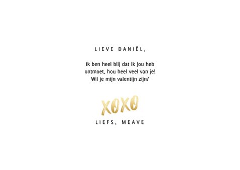 Hippe valentijnskaart met grote foto en gouden XOXO 3