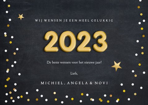 Hippe zwarte kerstkaart met folieballon 2023 3