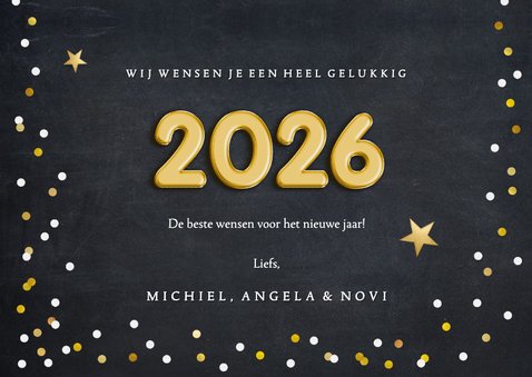 Hippe zwarte kerstkaart met folieballon 2026 3