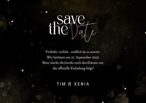 Hochzeit Save-the-Date-Karte schwarz-gold 3