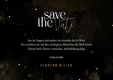 Hochzeitskarte Save-the-Date elegantes Schwarz 3