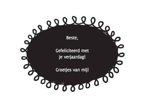 Hoera jarig zwart wit letters 3