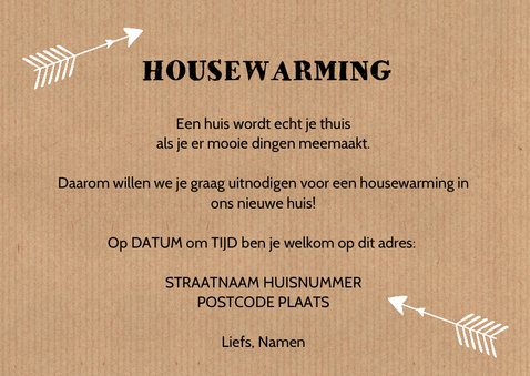 Housewarming uitnodiging fotocollage kraftprint 3