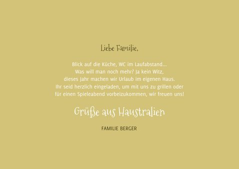 Humorvolle Urlaubskarte 'Haustralien' mit Fotocollage 3