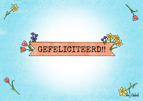 Huwelijksfelicitatie lente met eekhoorntjes in bloemenveld 2