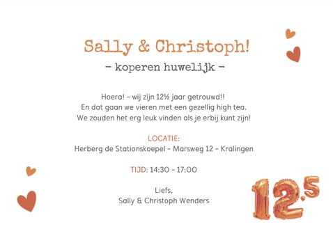 Huwelijksjubileum 12,5 jaar - Fotocollage uitnodiging koper 3