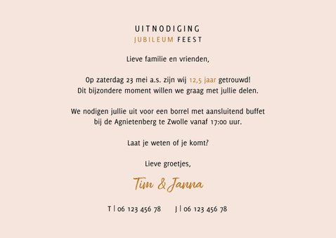 Huwelijksjubileum uitnodiging met champagne en foto's 3