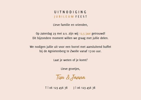 Huwelijksjubileum uitnodiging met champagne en foto's 3
