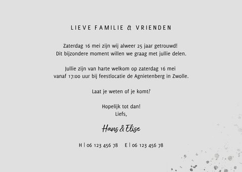 Huwelijksjubileum uitnodiging zilver met foto's 3