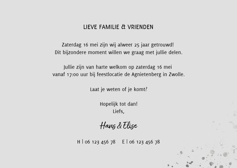 Huwelijksjubileum uitnodiging zilver met foto's 3