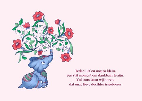 Indiaas geboortekaartje met schattige olifantjes 2