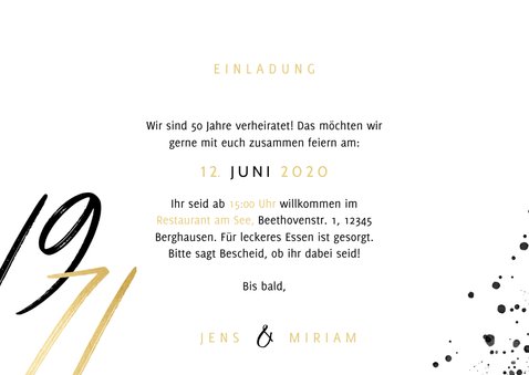 Jubiläumskarte 1971 - 2021 mit zwei Fotos & Farbspritzern 3