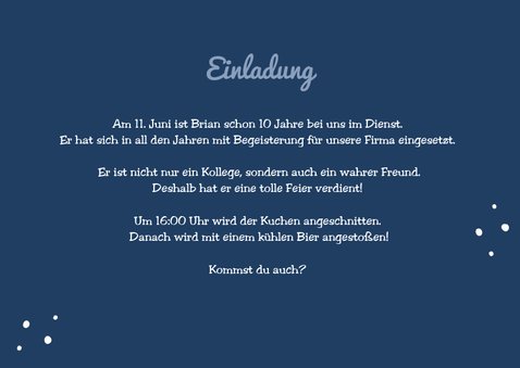 Jubiläumskarte Dienstjubiläum mit Foto 3