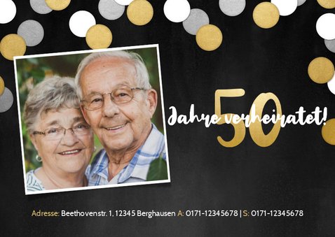 Jubiläumskarte Goldene Hochzeit Fotos und Konfetti 2