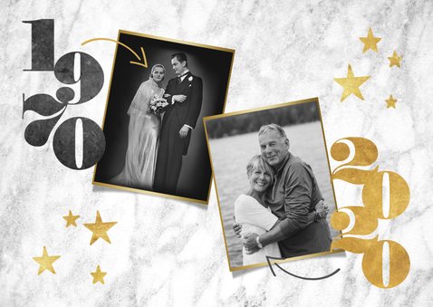 Jubiläumskarte Goldene Hochzeit Marmorlook & Fotos 2