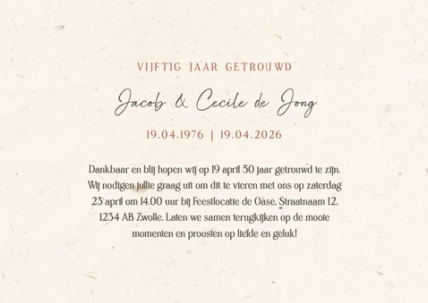 Jubileum uitnodiging 50 jaar fotocollage met bloemen  3