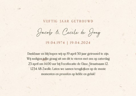 Jubileum uitnodiging 50 jaar fotocollage met bloemen  3