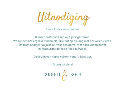Jubileum uitnodiging hip en stijlvol met eigen foto en goud 3