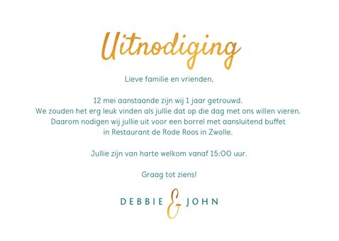 Jubileum uitnodiging hip en stijlvol met eigen foto en goud 3