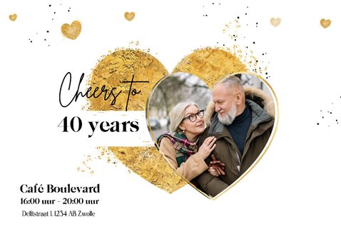 Jubileum uitnodiging huwelijksjubileum hartjes champagne 2