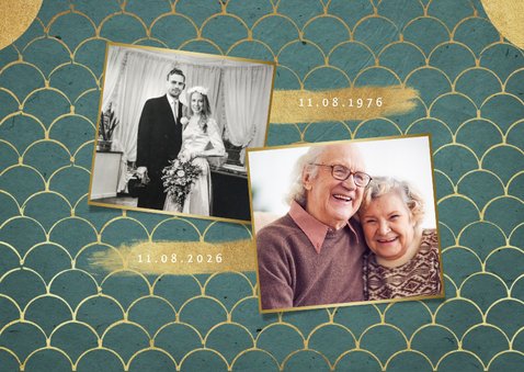 Jubileum uitnodiging klassiek retro goud patroon 2