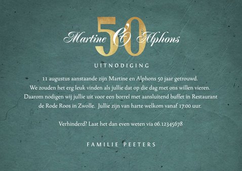 Jubileum uitnodiging klassiek retro goud patroon 3