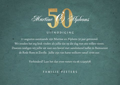 Jubileum uitnodiging klassiek retro goud patroon 3