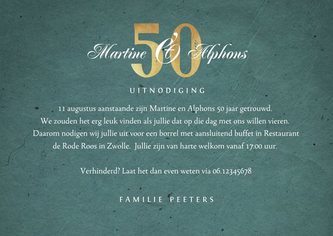 Jubileum uitnodiging klassiek retro goud patroon 3