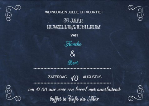 Jubileum Uitnodiging Schoolbord 3